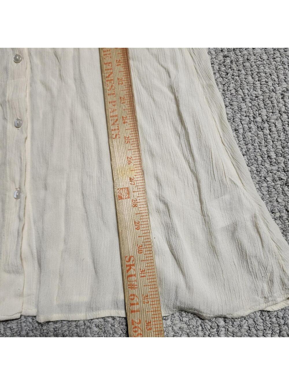 Salty Lemon Cream Button-Down Long Sleeve Shirt Dress Size Small NWT - Picture 3 of 9